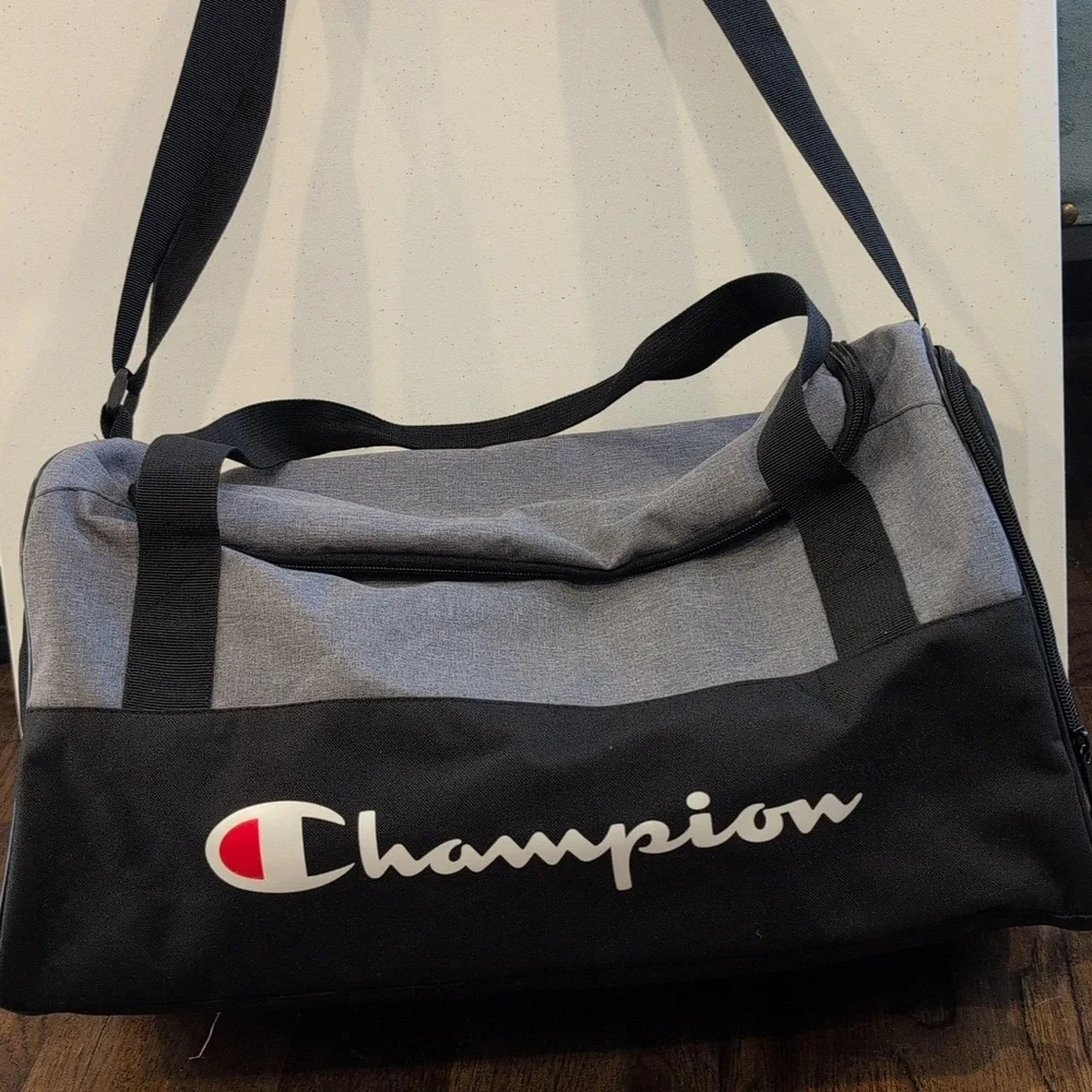 Champion gray & black medium gym bag